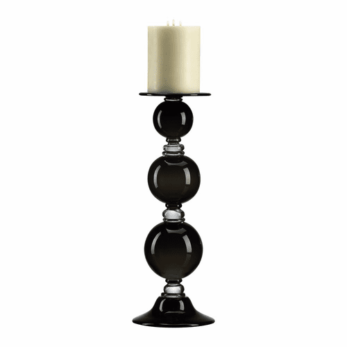 Cyan Medium Black Globe Candleholder - Black And Clear - 02180