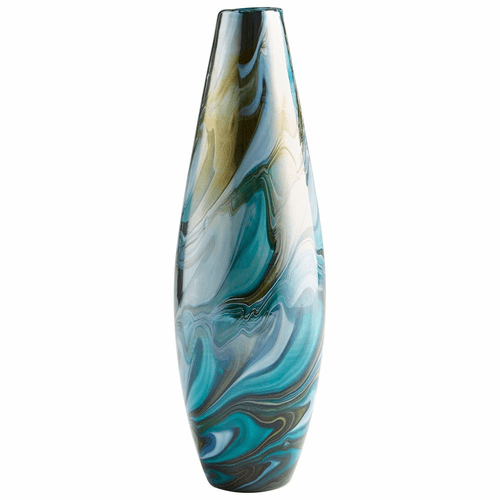 Cyan Medium Chalcedony Vase - Multi Colored Blue - 09502