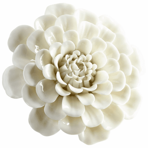 Cyan Medium Flourishing Flowers Wall Decor - Off White Glaze - 09107