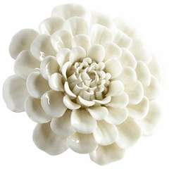 Cyan Medium Flourishing Flowers Wall Decor - Off White Glaze - 09107