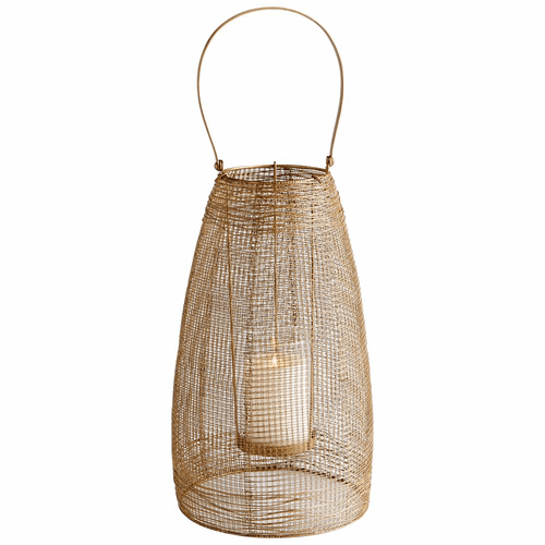 Cyan Medium Gauze Candleholder - Gold - 10245