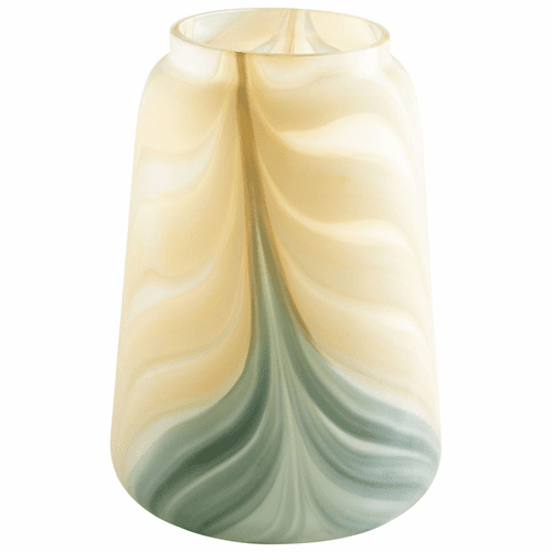 Cyan Medium Hearts Of Palm Vase - Yellow and Green - 09532