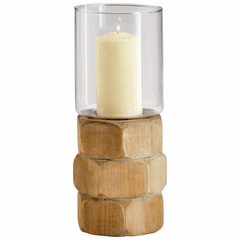 Cyan Medium Hex Nut Candleholder - Natural Wood - 04740