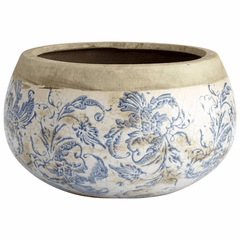 Cyan Medium Isela Planter - Blue and White - 07406