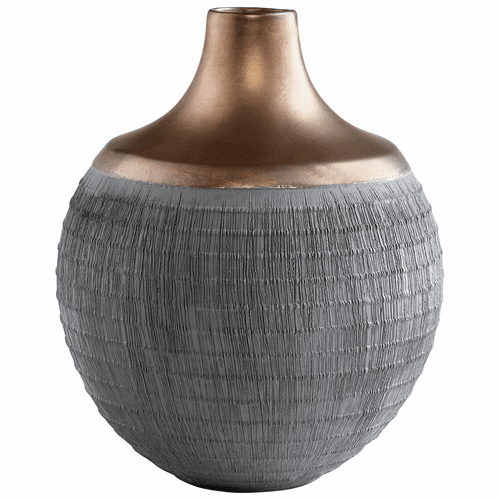 Cyan Medium Osiris Vase - Charcoal Grey and Bronze - 09005