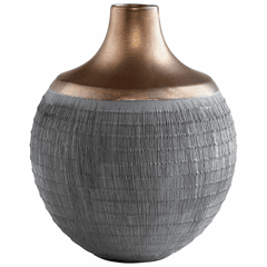 Cyan Medium Osiris Vase - Charcoal Grey and Bronze - 09005