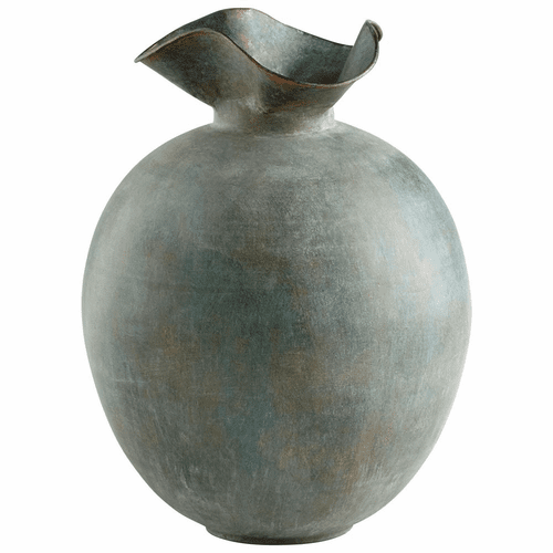 Cyan Medium Pluto Vase - Gold Patina - 09631