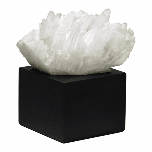 Cyan Medium Quartz Table Accent - Black And White Crystal - 02582