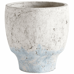 Cyan Medium Venice Planter - Antique White Blue Accents - 09609