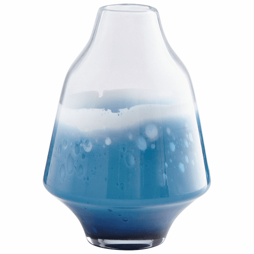 Cyan Medium Water Dance Vase - Clear and Cobalt - 09166