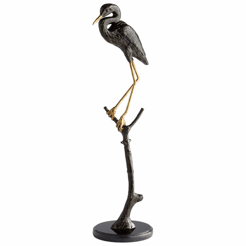 Cyan Midnight Avian Sculpture - Old World and Gold - 08835
