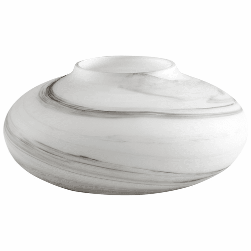 Cyan Moon Mist Vase - White and Black Swirl - 10467