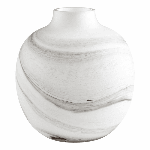 Cyan Moon Mist Vase - White and Black Swirl - 10468