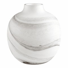 Cyan Moon Mist Vase - White and Black Swirl - 10468