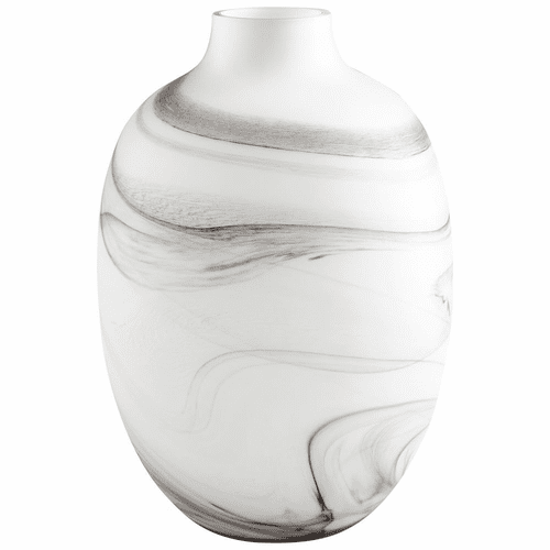 Cyan Moon Mist Vase - White and Black Swirl - 10469