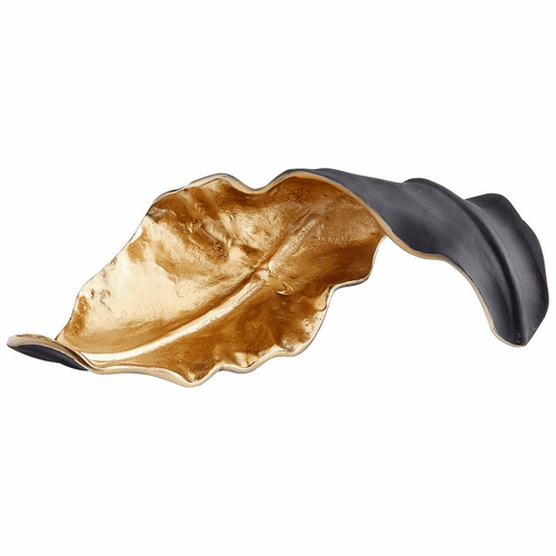 Cyan Oak Brush Sculpture - Black and Gold - 10643