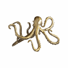 Cyan Octopus Shelf Decor - Aged Brass - 11239