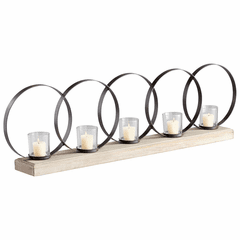 Cyan Ohhh Five Candle Candleholder - Raw Iron and Natural Wood - 05085 Cyan Ohhh Five Candle Candleholder - Raw Iron and Natural Wood - 05085