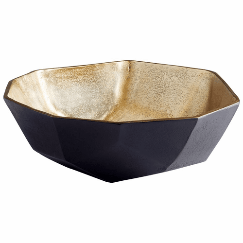 Cyan Radia Bowl - Matt Black and Gold - 10622