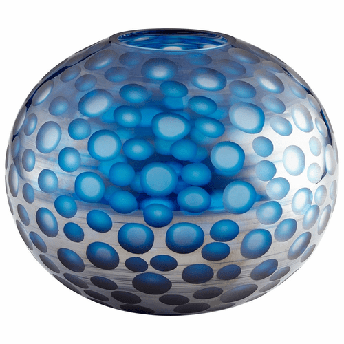Cyan Round Toreen Vase - Blue - 09645