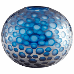 Cyan Round Toreen Vase - Blue - 09645