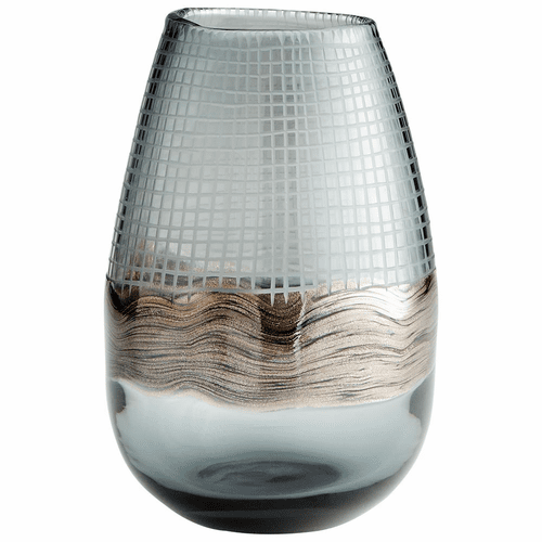 Cyan Small Axiom Vase - Clear and Glitter Gold - 09970