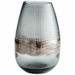 Cyan Small Axiom Vase - Clear and Glitter Gold - 09970