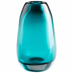 Cyan Small Blown Ocean Vase - Blue - 09493