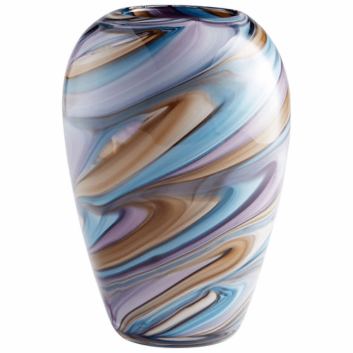 Cyan Small Borealis Vase - Sky Blue Cafe Swirl - 09523