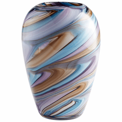 Cyan Small Borealis Vase - Sky Blue Cafe Swirl - 09523