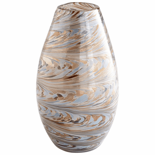 Cyan Small Caravelas Vase - Metallic Sand Swirl - 09646