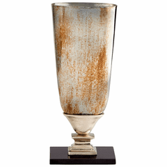 Cyan Small Chalice Vase - Nickel  and Verdi Platinum Glass - 09766