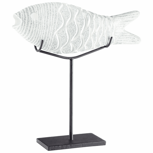 Cyan Small Grouper Sculpture - Clear and Frosted - 10034