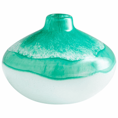 Cyan Small Iced Marble Vase - Turquoise/White - 09519
