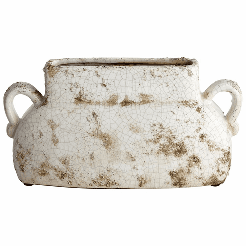 Cyan Small Leos Planter - White Glaze - 07394