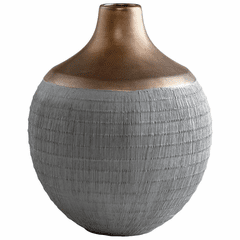 Cyan Small Osiris Vase - Charcoal Grey and Bronze - 09004