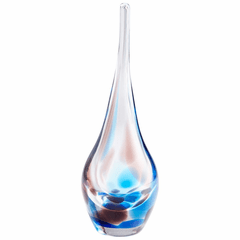 Cyan Small Pandora Vase - Amber and Blue - 10337
