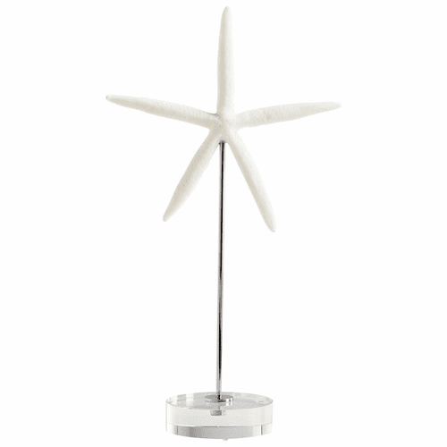 Cyan Small Royal Sea Star Sculpture - White and Polished Nickel - 09124