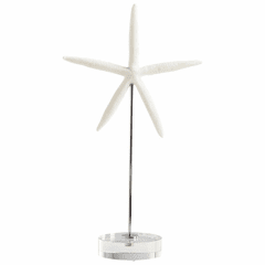 Cyan Small Royal Sea Star Sculpture - White and Polished Nickel - 09124 Cyan Small Royal Sea Star Sculpture - White and Polished Nickel - 09124