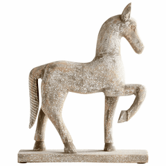 Cyan Small Rustic Canter Sculpture - Antique French White - 08970