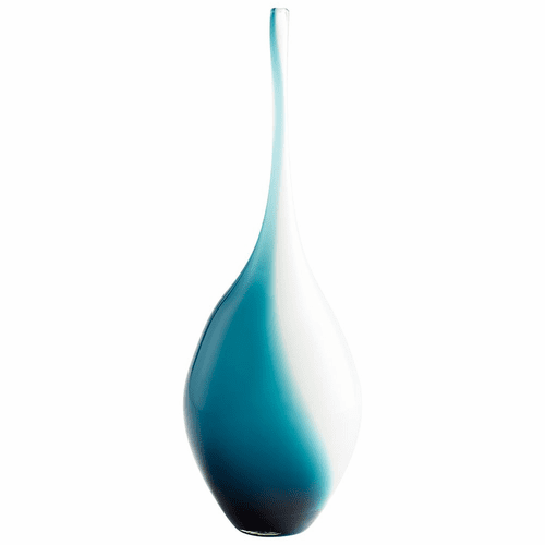Cyan Small Swirly Vase - Blue and White - 07831