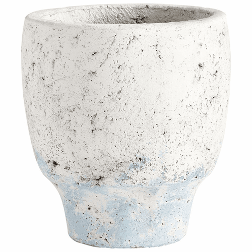 Cyan Small Venice Planter - Antique White Blue Accents - 09608