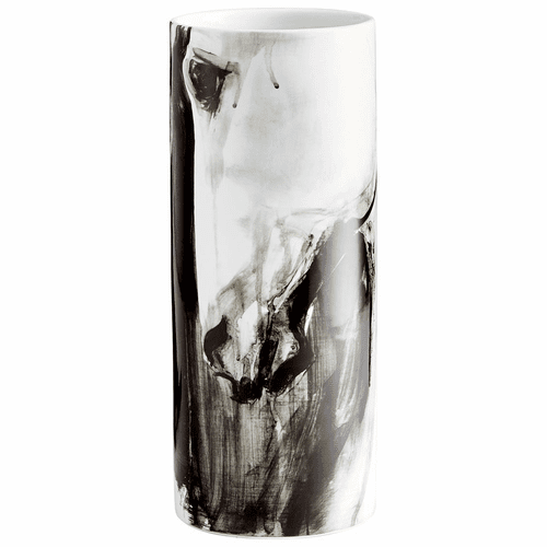 Cyan Stallion Vase - Black and White - 09872