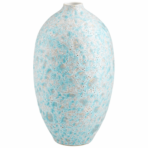 Cyan Sumba Vase - Mottled Pale Blue - 10936