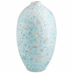 Cyan Sumba Vase - Mottled Pale Blue - 10936