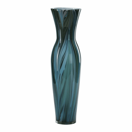 Cyan Tall Peacock Feather Vase - Multi Colored Blue - 02921
