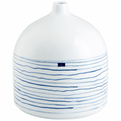Cyan Whirlpool Vase - Blue and White - 10802