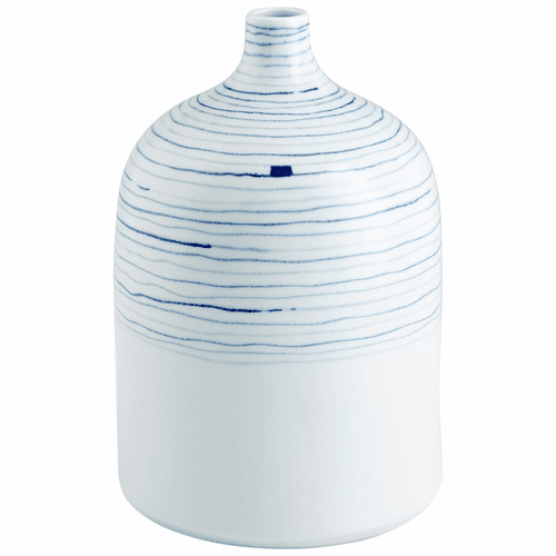 Cyan Whirlpool Vase - Blue and White - 10803