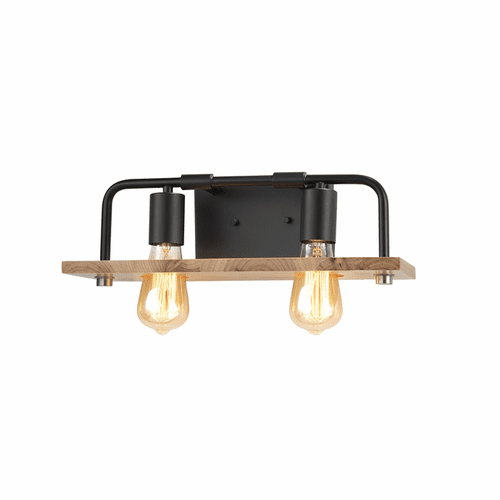 Eco Collection Loft 2-Light Bath Bar - Matte Black - ECO-8392-WOOD-MBLK