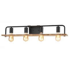 Eco Collection Loft 4-Light Bath Bar - Matte Black - ECO-8394-WOOD-MBLK